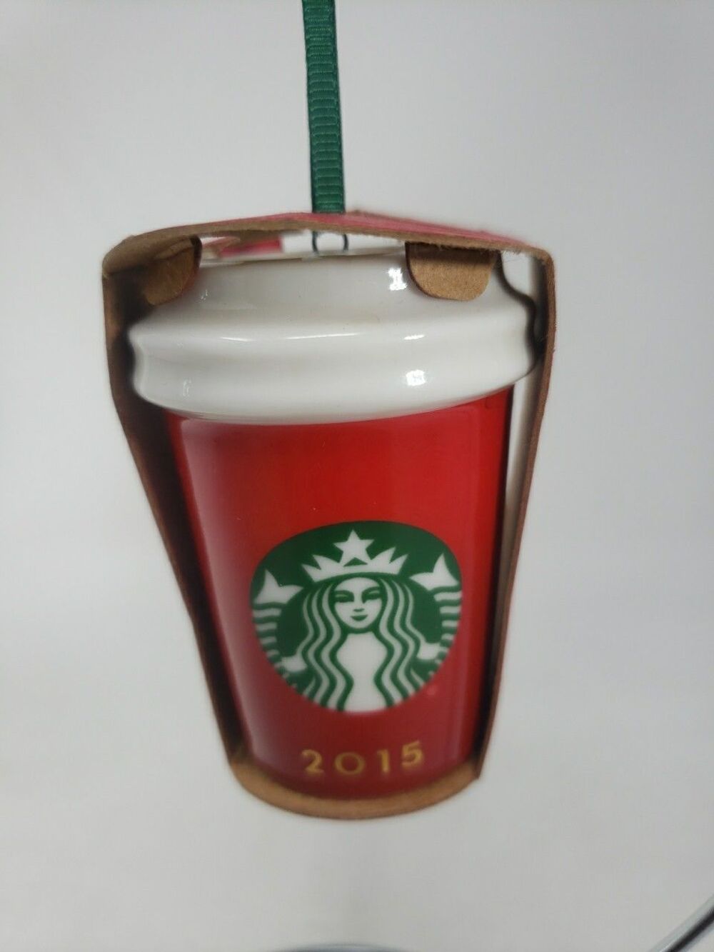 Starbucks Coffee Red 2015 To Go Cup Christmas Ceramic Ornament  Collectible Tea